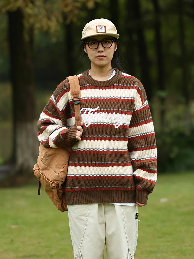 

Thiened вязаный свитер женский свободный повседневный винтажный круглый пуловер Ne теплая верхняя одежда модный синий осенняя коллекция