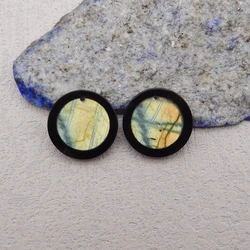 Round Natural Stone Earrings For Women,Handmade Jewelry,Obsidian Labradorite Fashion Earrings Accessories,DIY Making,20x3mm,4g