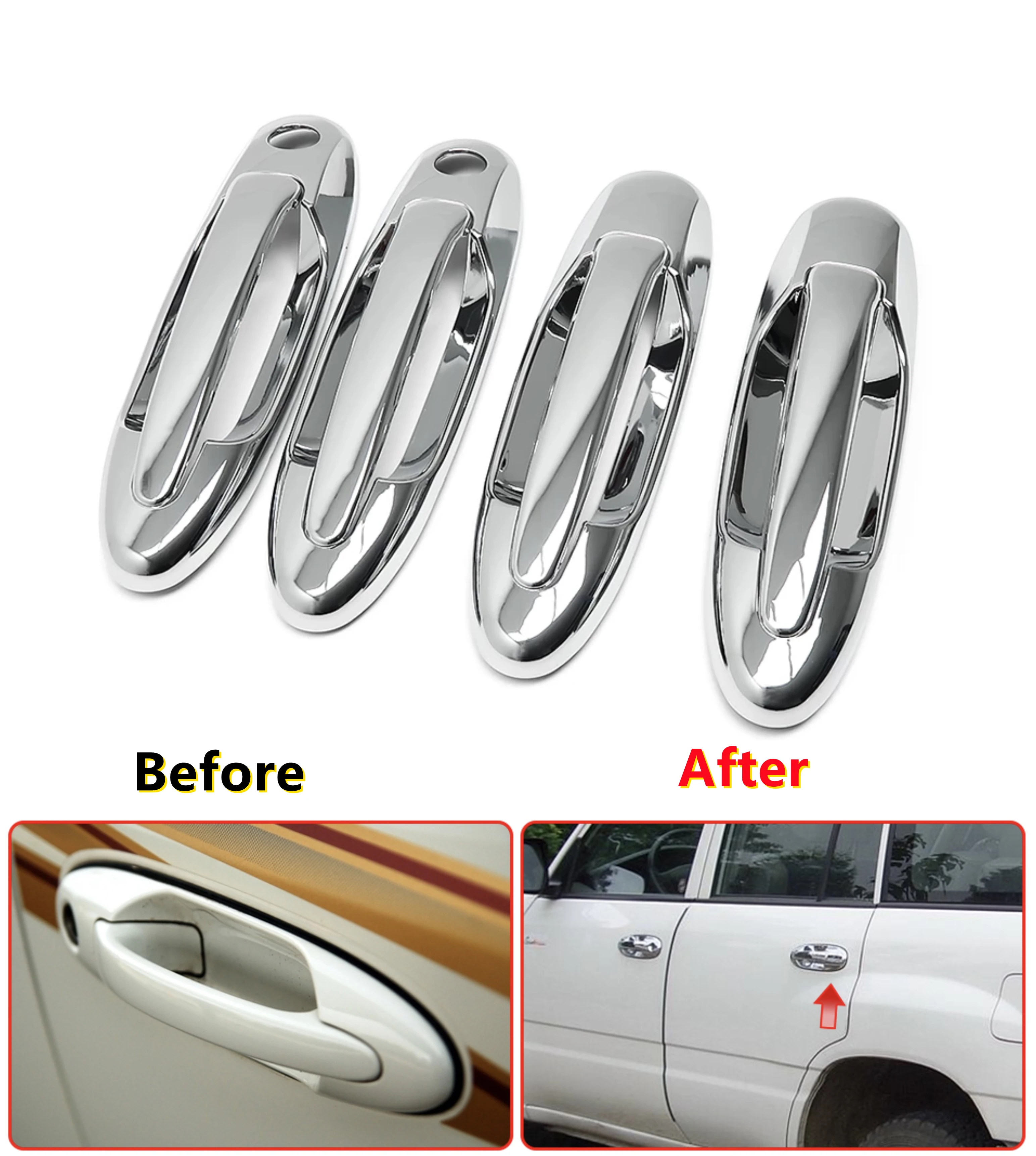 For Toyota Land Cruiser 100 LC100 UZJ100 FZJ100 Lexus LX470 1998-2007 Car Chrome Silver Door Handle Cover Bowl Trim Accessories