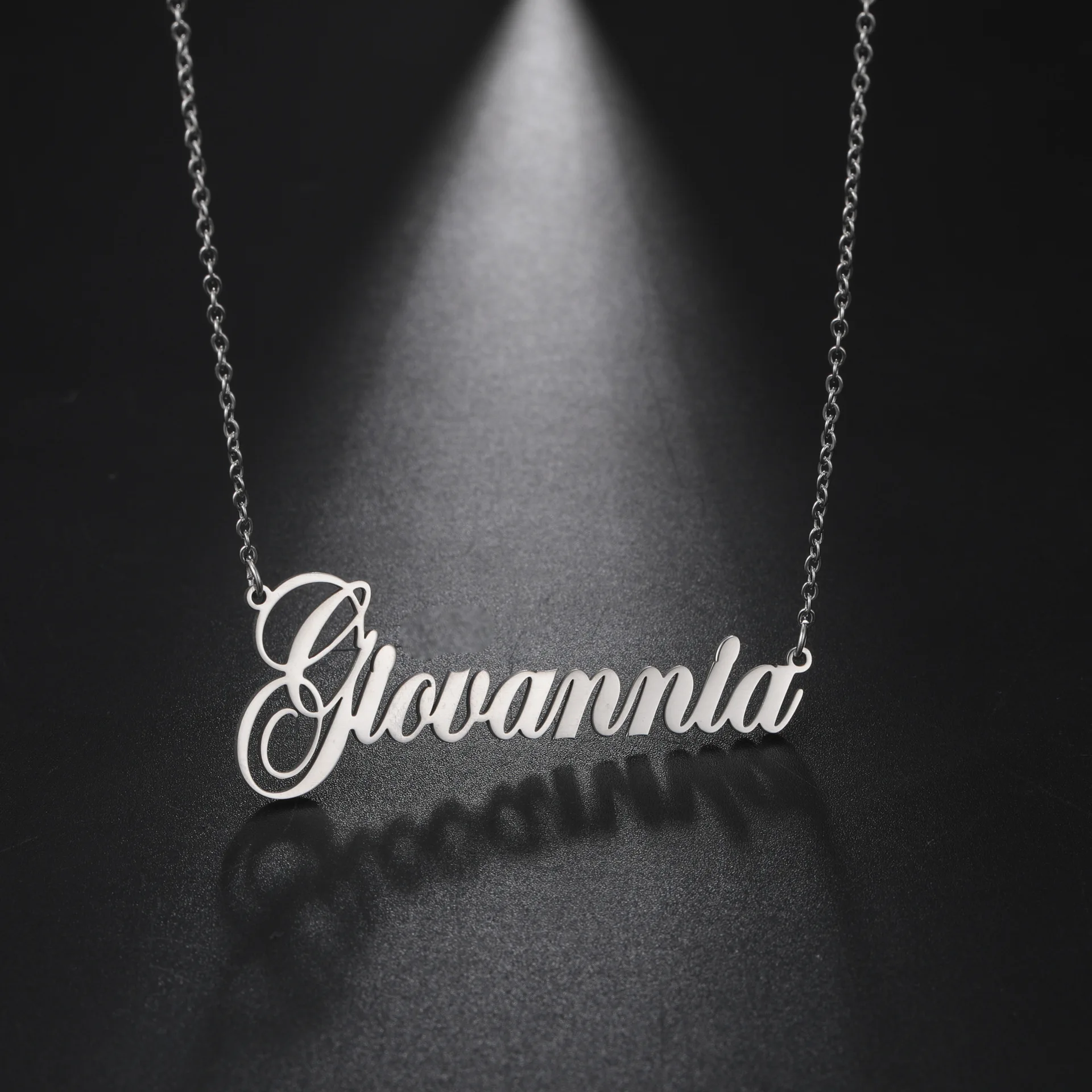 Collar de plata de ley 925 con nombre personalizado, Gargantilla con logotipo y letras personalizadas, colgante con placa de identificación, regalo