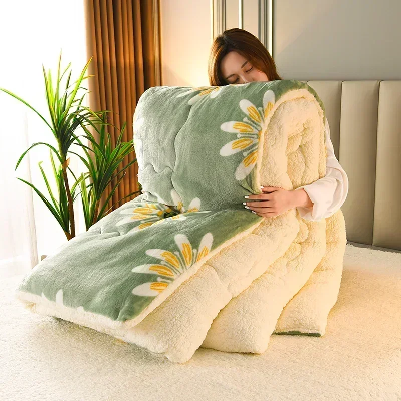 

Soft Super Thick Winter Warm Blanket for Beds Lambswool Thicken Warmth Blanket Cozy Fluffy Thicker Warmth Quilt Comforter