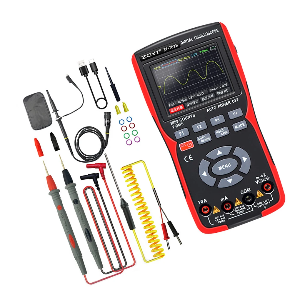 TFT Color Screen Handheld Digital Oscilloscope 2In1 Multimeter For DIYers Shockproof ABS Handheld Tester Multi Port