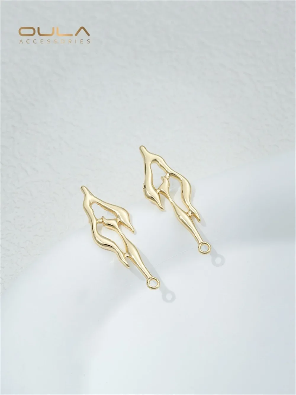 

14 Gold Shaped Lava Water Drop Ring Earrings 925 Silver Needle DIY Hand-made Earring Belt Pendant Accessories