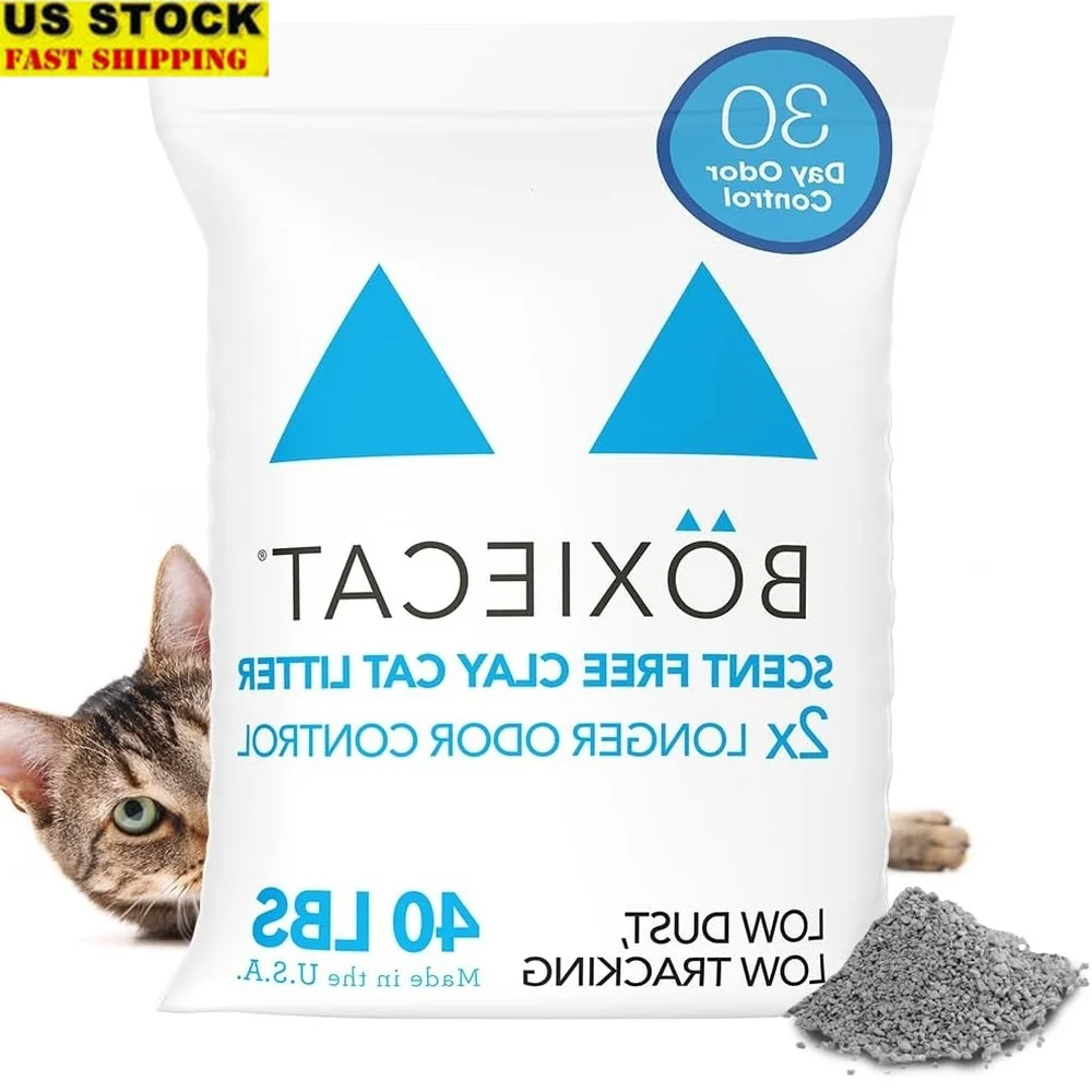 

Unscented Cat Litter 30 Day Odor Control 40lb Clumping Clay Pet Litter Dust Free Easy Clean Non Toxic Hypoallergenic