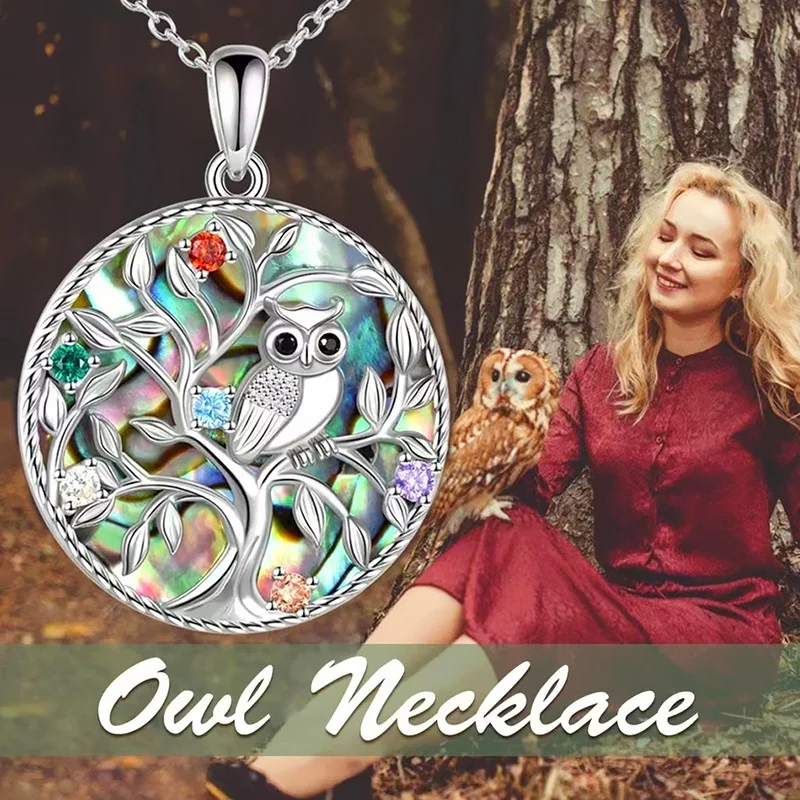 European And American Fashion Creative Owl Pendant Necklace Women\'s Life Tree Shell Piece High-End Temperament Jewelry Gift 2023