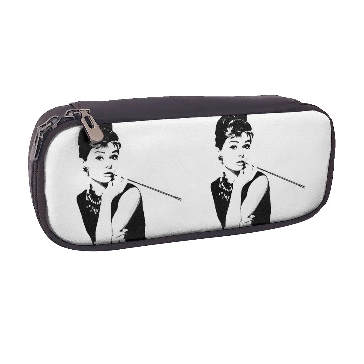 

Audrey Hepburn Portrait A Leather Pencil Case for Kids School Pen Box Pencil Bag Stationery Supplies Pen Holder Bag