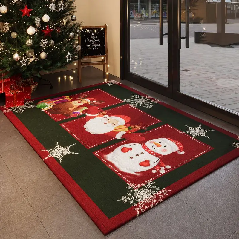 VIKAMA Xmas Character Entrance Doormat Washable Anti-slip Rug Easy Clean for Indoor Outdoor Home Holiday 2027 New Year Decor