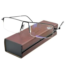 Clara Vida Business Half-rim Progressive Multi-focus Presbyopia Reading Glasses With PU Case +1 +1.5 +2 +2.5 +3 +3.5 +4