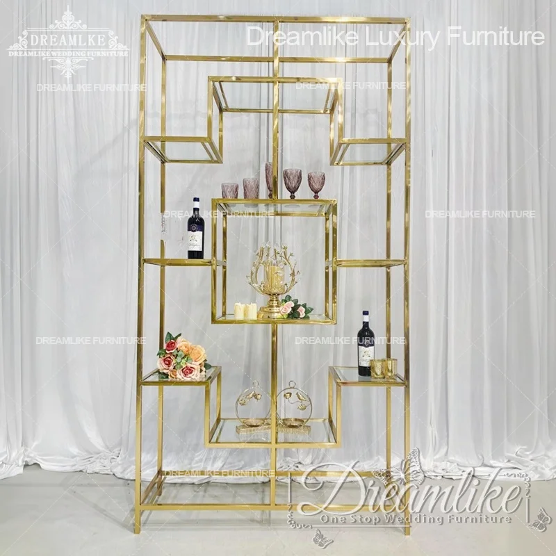 Etainless Eteel Gold Wine Rack Etand Home Furniture Display Ehelf For Wedding Event Or Party Products