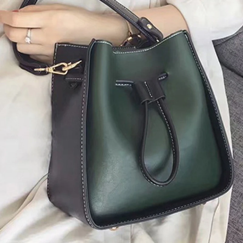1Set DIY Leather Craft Fashion Shoulder Bag Bucket Bag Sewing Pattern Kraft paper Handmade Template 22*19*10cm