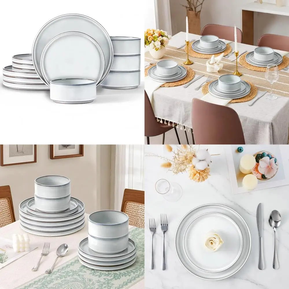 

Наборы посуды из каменной посуды на 4 посуды, набор посуды из 12 керамических тарелок и мисок для макарон, десертов, хлопьев, деревенской террасы