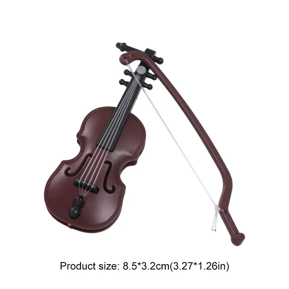 Simulation Violin Furniture Mini Violins Ornament 1/12 Plastic Miniature Violin Ornament Brown Violin Model Decor