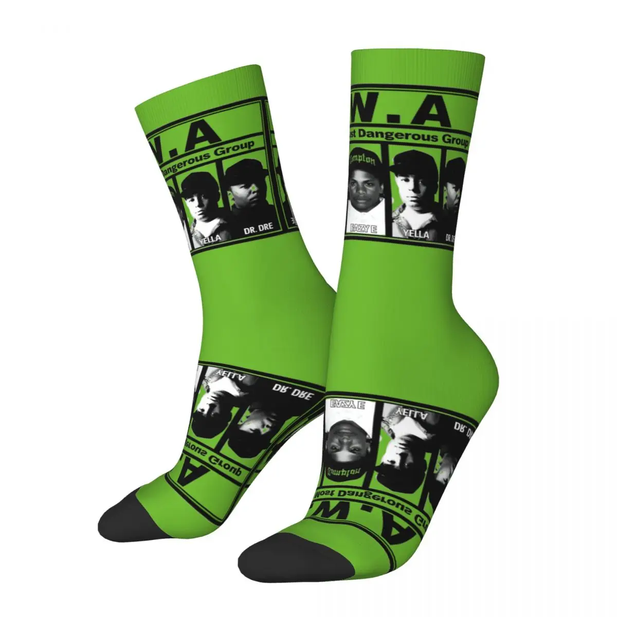 Funny N.W.A Group Cool Design Rap Sock for Men Hip Hop rapper Seamless Pattern Printed Crew Sock Novelty official-website