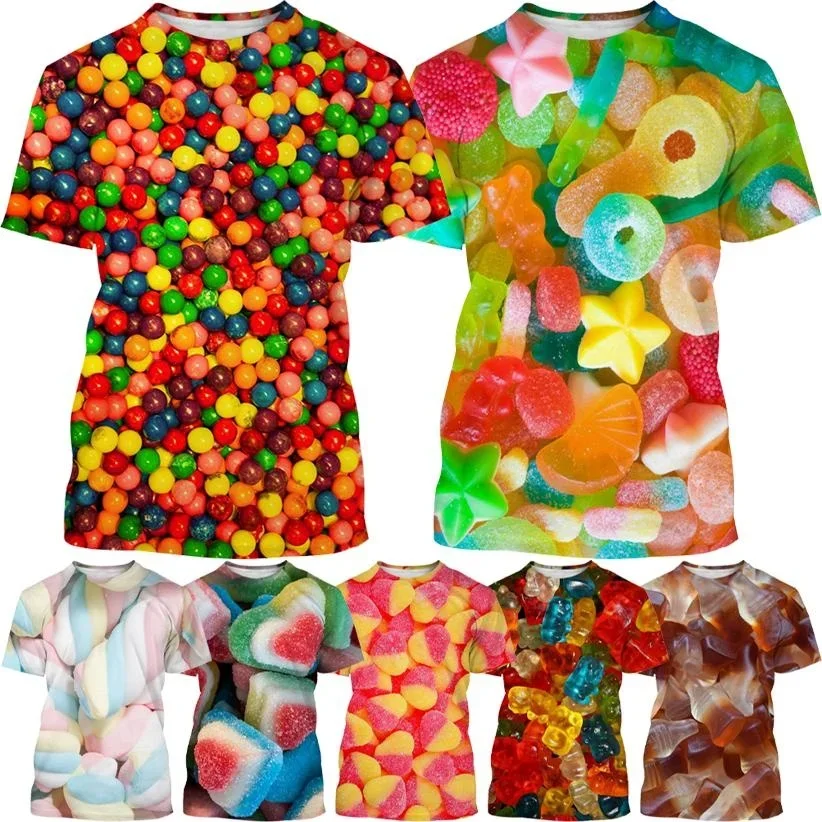 Hot Summer Candy Chocolate Casual 3D Printing T-Shirts Unisex Men's and Women's Fashion Clothing Streatwear T-Shirts