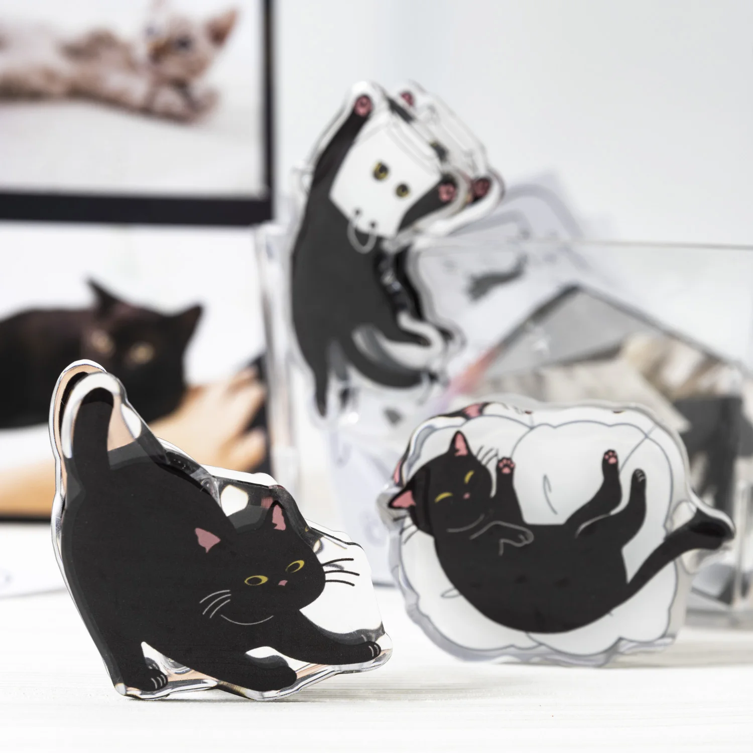 Little Black Cat Bad Mind Series Kawaii Cartoon Cat Acrylic Drip Glue Clip Creative DIY Journal Material Stationery