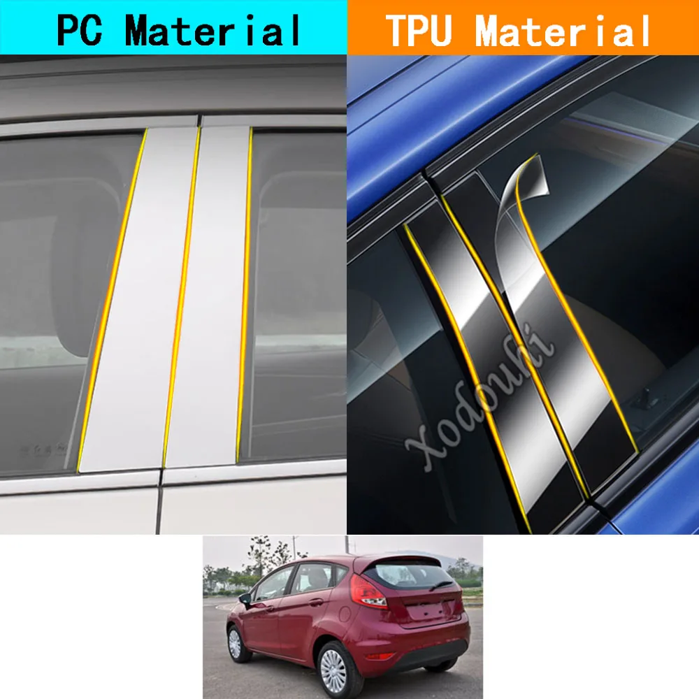 

Car TPU/Glossy Mirror Pillar Post Cover Door Trim Window Stickers Accessories For Ford Fiesta 2009 2010 2011 2012 2013 2014