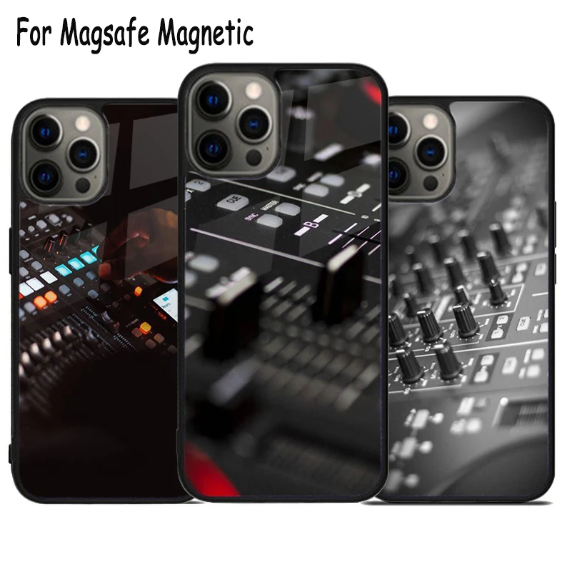 DJ Mixer Música Carga Sem Fio Caso de Telefone Para iPhone 17 Air 15 16 16e 14 13 11 12 Pro Max Plus Magsafe Capa Magnética