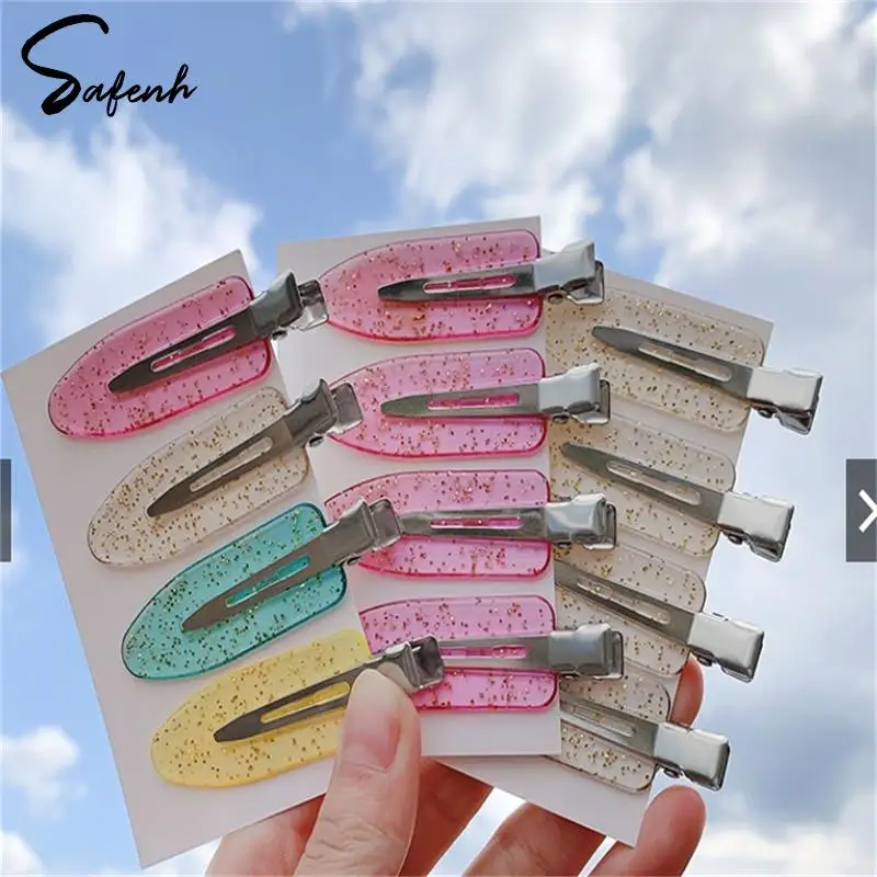 4Pcs/Set Seamless Wide Resin Transparent Candy Color Hair Clips Protect Hair Makeup Duckbill Clip Hairpins Styling Tool