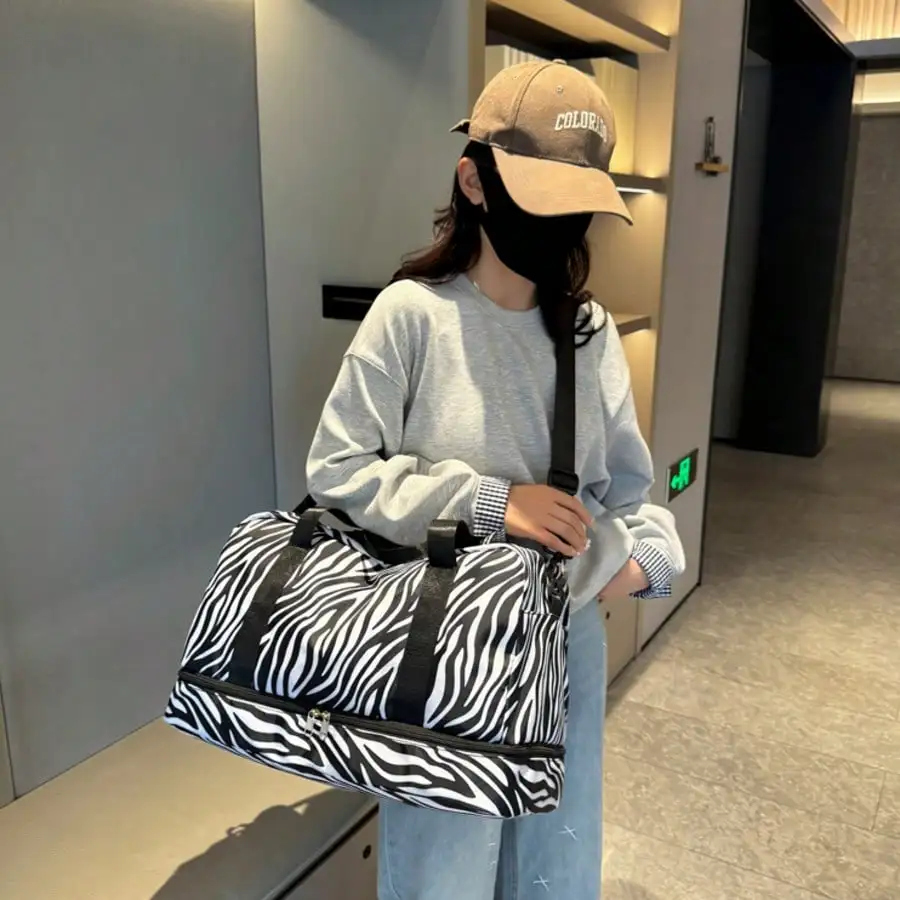 New Commuter Large Capacity Multifunctional Travel Bag,Cow, Zebra, Letter, Leopard Pattern, Unisex For Students And Casual Use