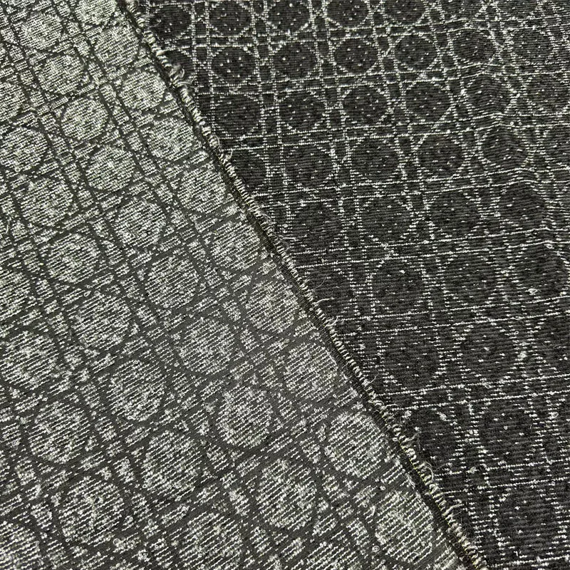 

Black and White Geometry Lattice Pattern Yarn-dyed Jacquard Fabric For Woman Autumn Dress Coat Jacket Suit DIY Sewing Material