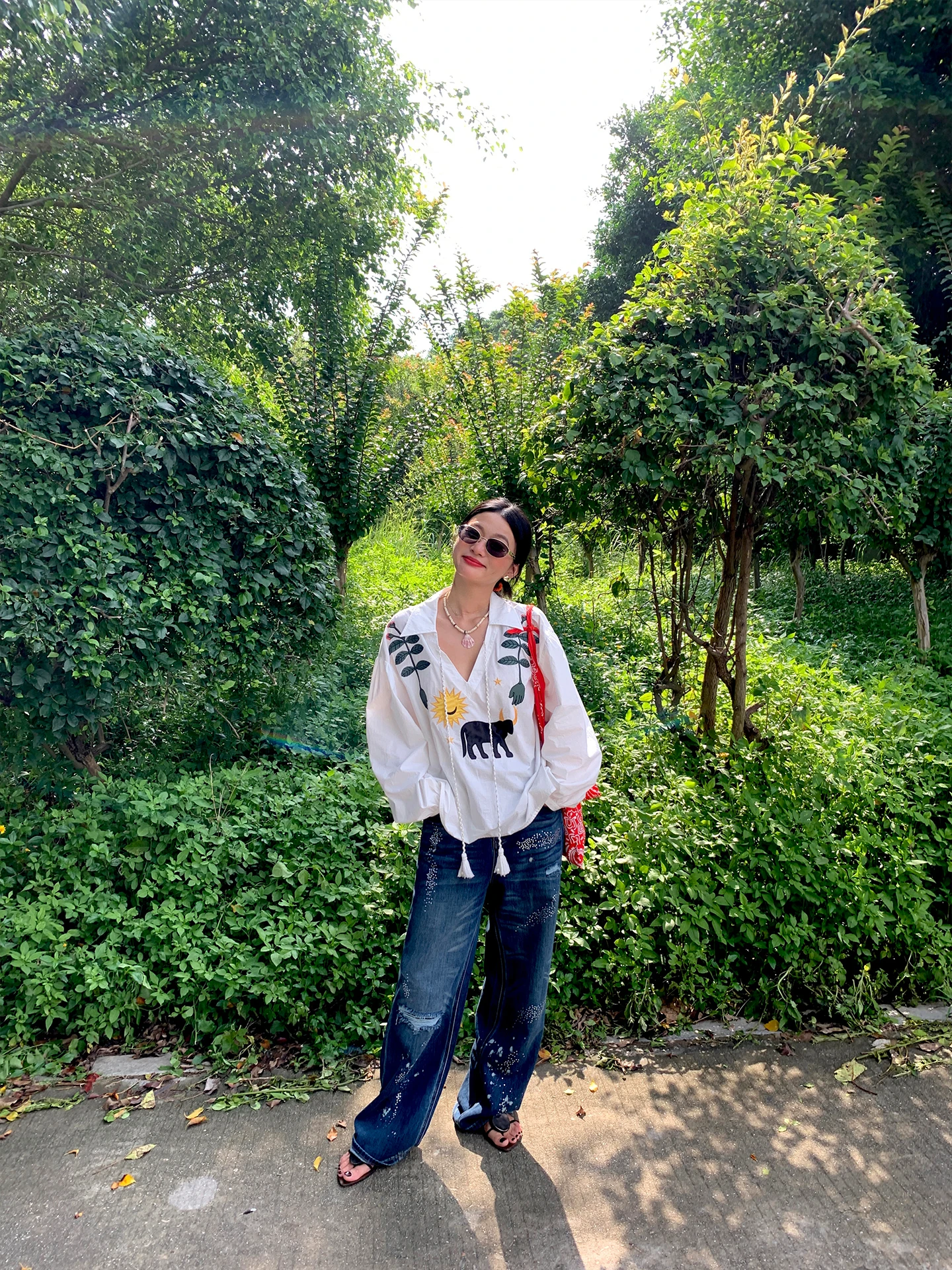 Début de l'automne femmes ample pur coton Long Sve v-ne irt 2025 nouvelle version coréenne Sle tissu mince respirant touristique...