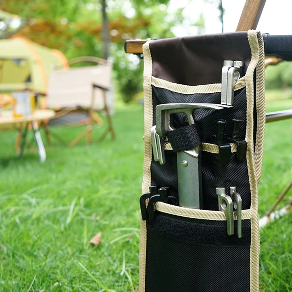 

1Pcs Tent Stake Bag Heavy-Duty Tear-Resistant Oxford Cloth Outdoor Camping Ground Nail Storage Pouch Portable Handle for Stakes