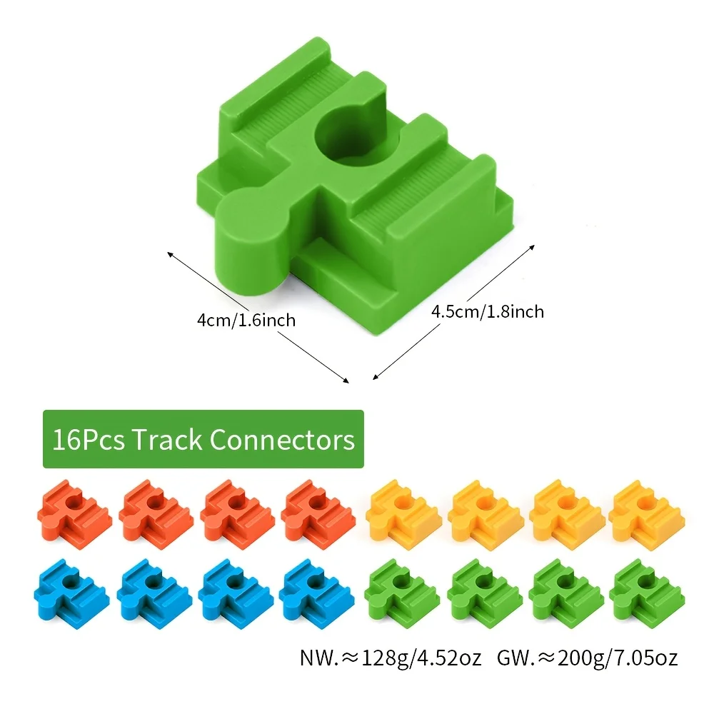مجموعة محولات موصلات مكعبات بناء الجسيمات الكبيرة المكونة من 16 قطعة مناسبة لألعاب المسارات الخشبية ذات العلامة التجارية #4
