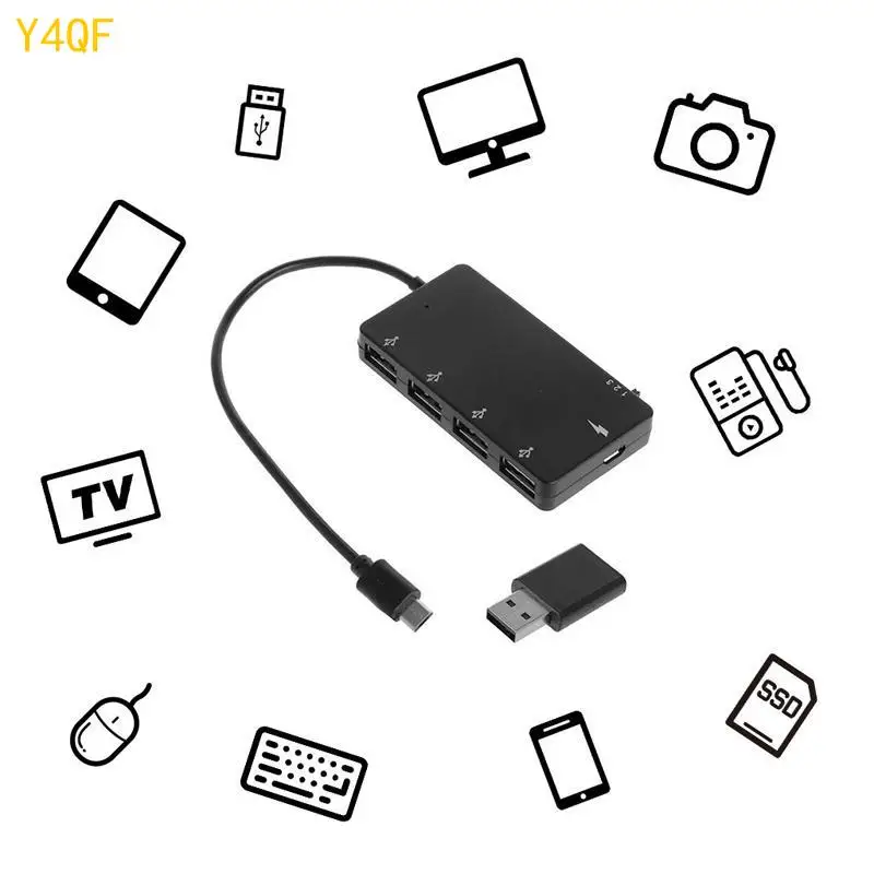 y4qf micro USB OTG 4 Port Hub Power Charging Adapter Cable يدعم OTG SWAP HOT