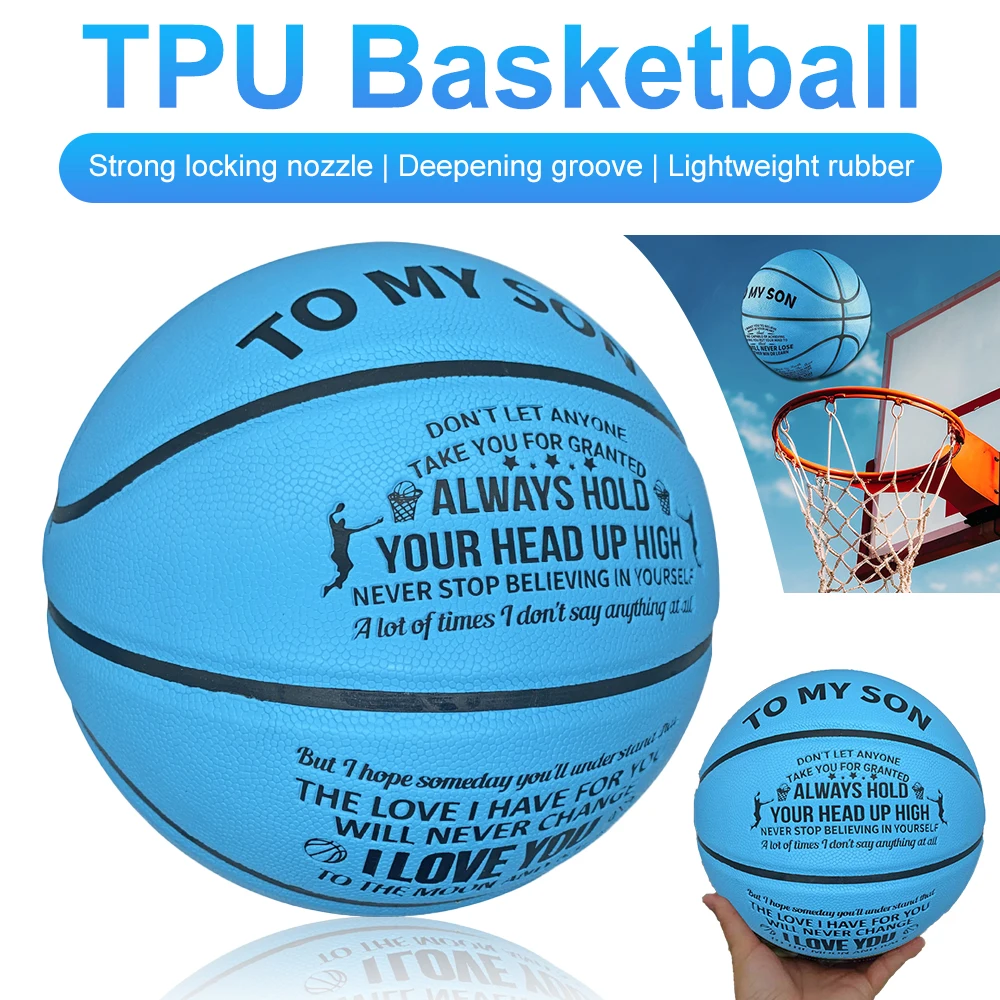 

TPU Student Basketball Outdoor Blue Sports Training Basketball for Graduation Day Boy's Gift