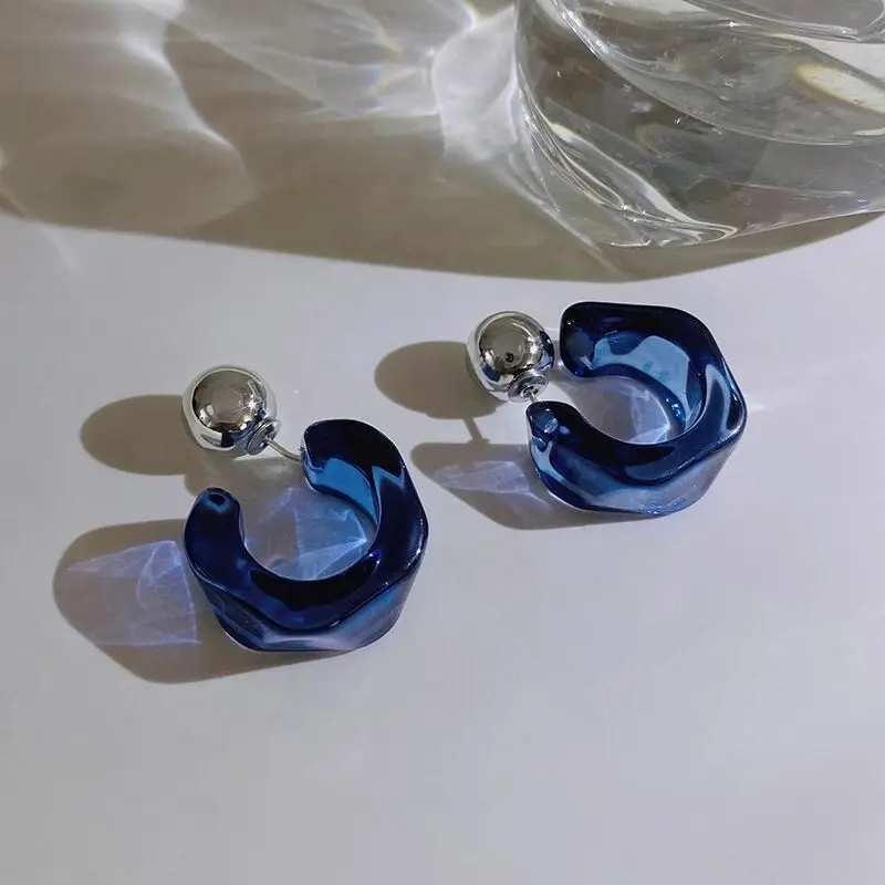 Pendientes de aro geométricos de acrílico transparente para mujer y niña, aretes colgantes en forma de C, regalos de joyería de viaje para fiesta,