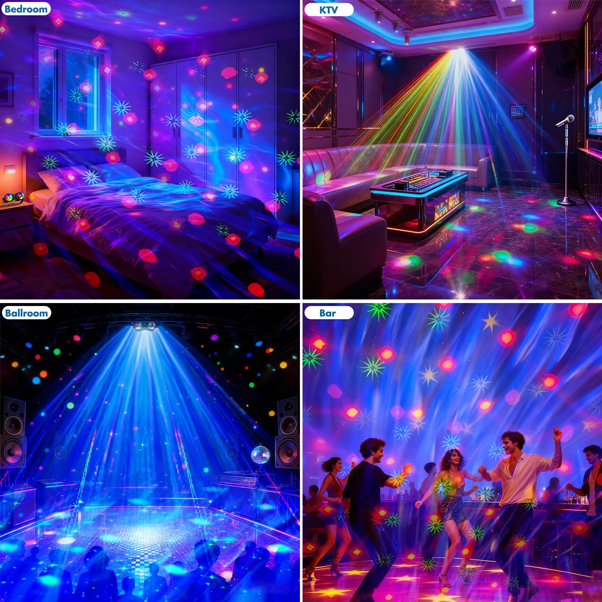 Aurora Borealis Disco Ball Light Party Disco Strobe Star Projector Dj Dance Light with Remote Control for Parties Bar Birthday
