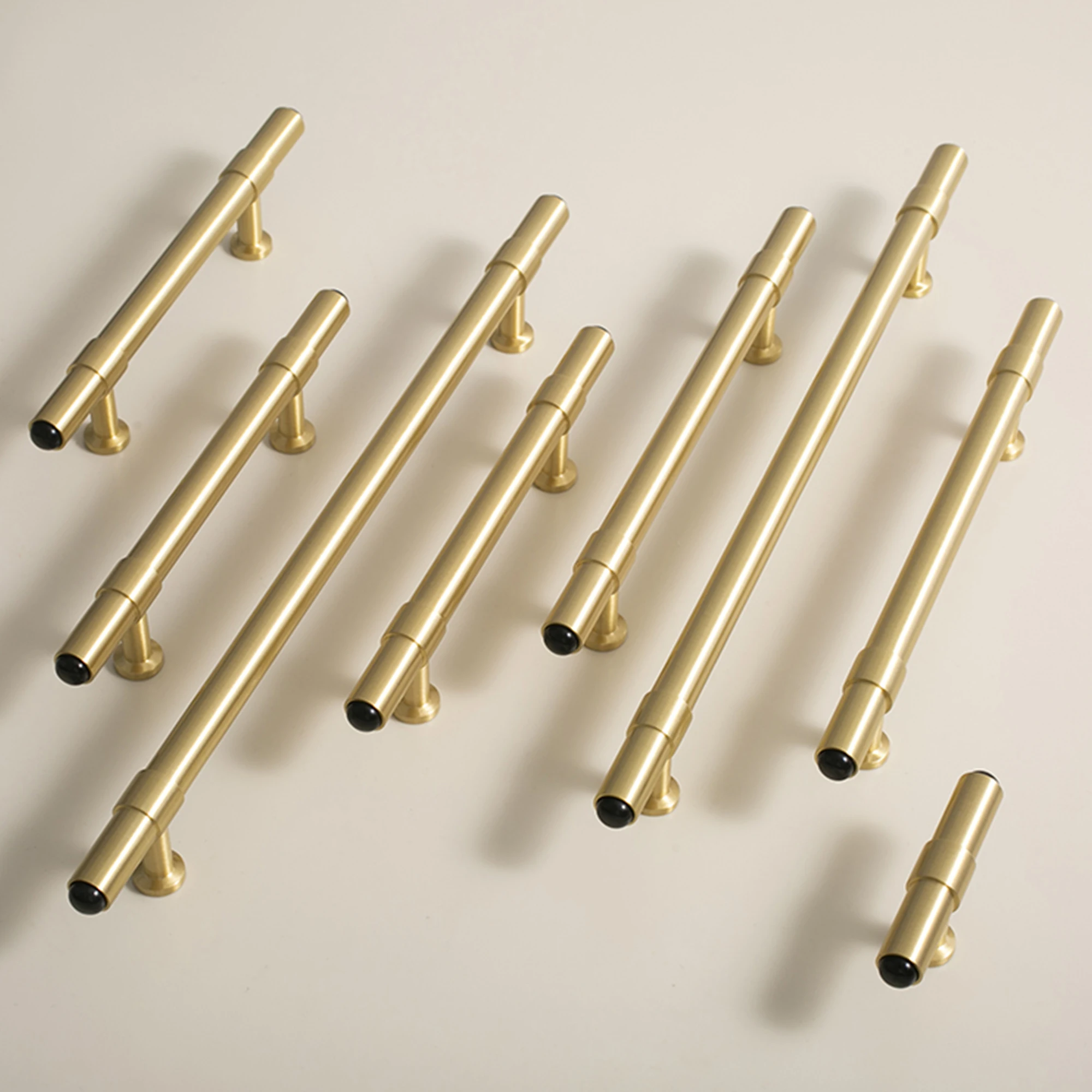 Long Handles for Furniture Gold Solid Brass Cabinet Handles Hardware Light Luxury Drawer Wardrobe Pulls Cupboard Door T Bar Knob