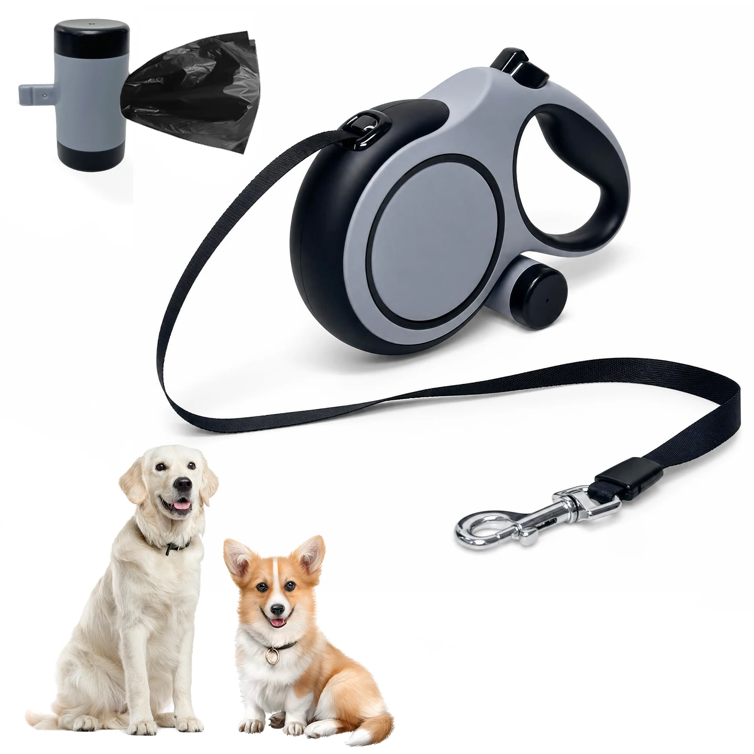 8m 50kg Retractable Dog Leash with Poo Bag Holder,for Small Big Dogs Accessories Adjustable Walking Hiking French Bulldog Rope