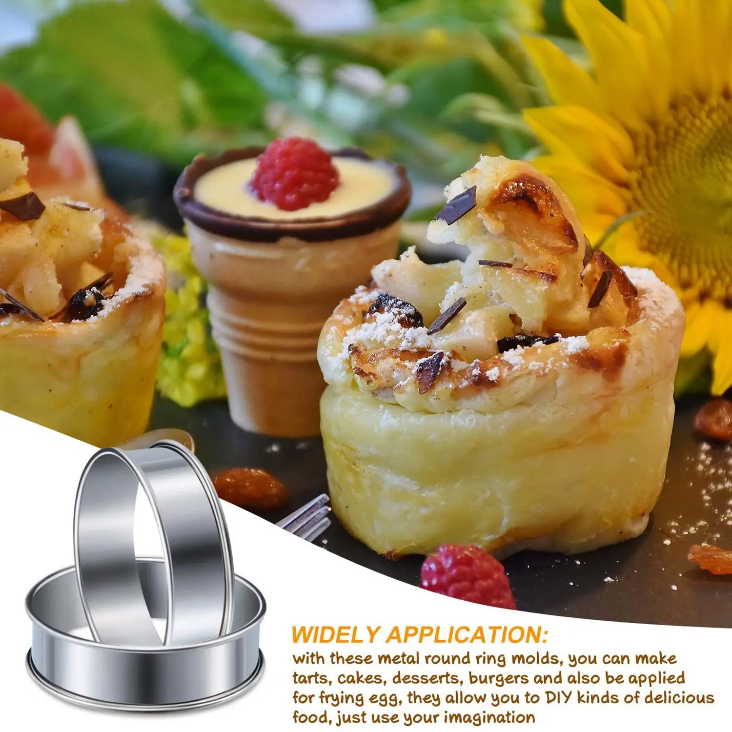 6 Pieces Muffin Tart Rings Double Rolled Tart Ring Stainless Steel Muffin Rings Metal Round Ring Mold for Food Making