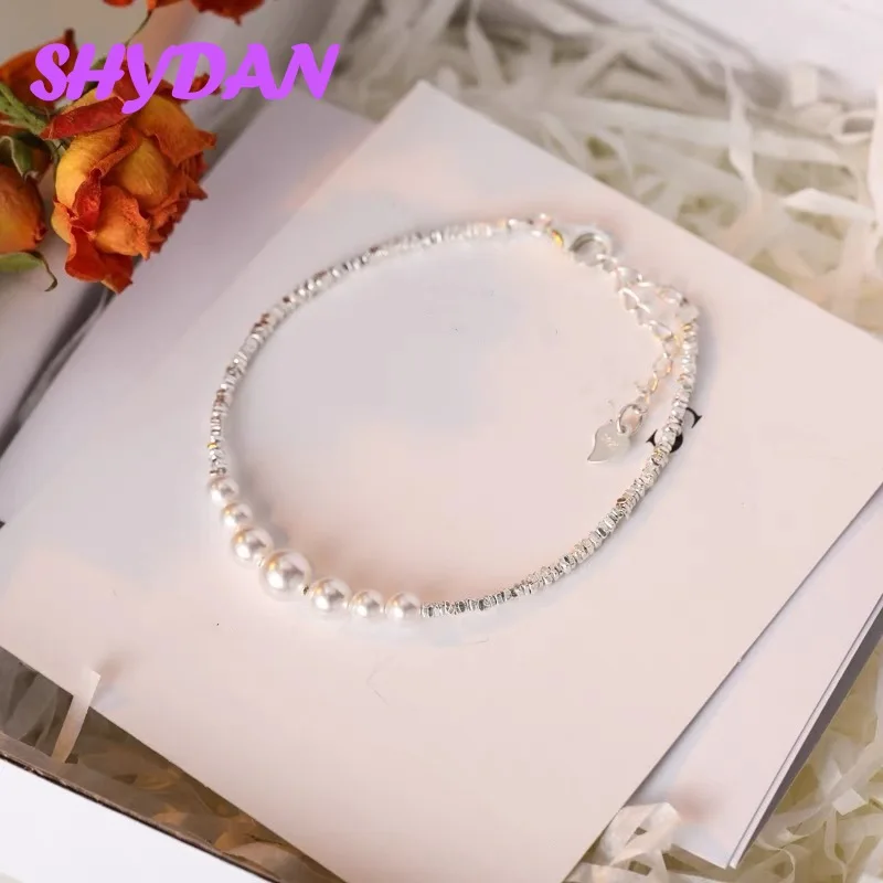 SHYDAN 925 Sterling Silver Retro Pearl Bracelet Chains for Women Girlfriend Gifts