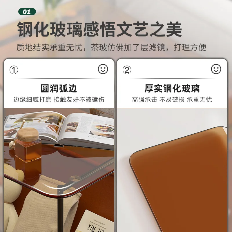 Sofa side cabinet coffee table light luxury modern small size bedroom bedside mini round  corner  storage side