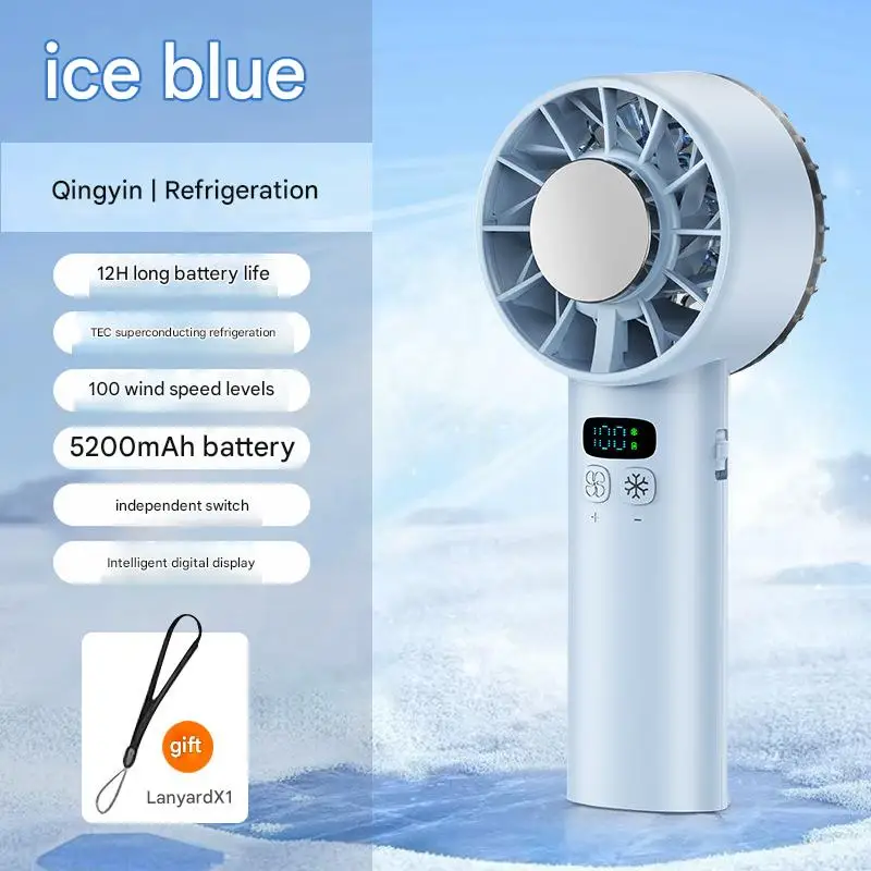 Xiaomi 5200mah مروحة يدوية مراوح يدوية كهربائية ضغط الجليد عالية السرعة التبريد USB قابلة للشحن المحمولة LED شاشة ديجيتال