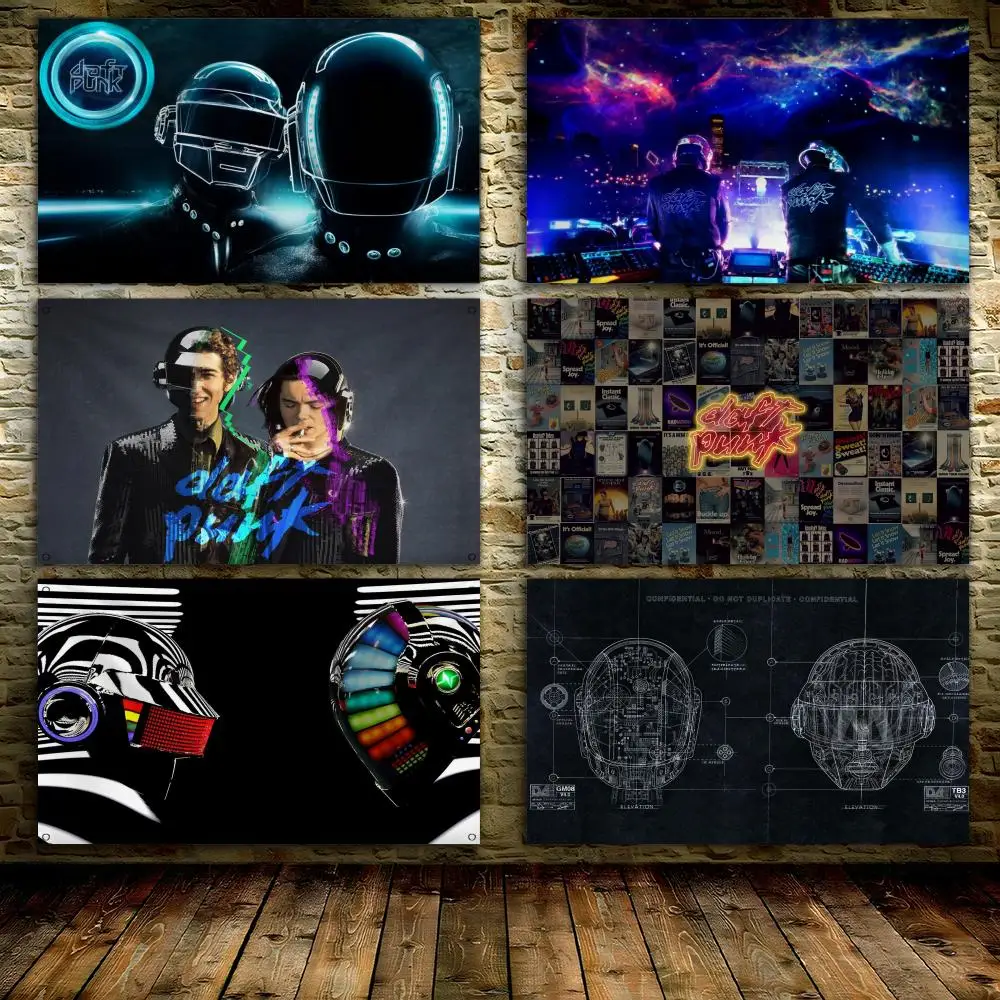 

D-Daft Punks Music fashion Flags Bedroom Home Living room Outdoor Wall Hanging Custom Background Decoration Art Banner