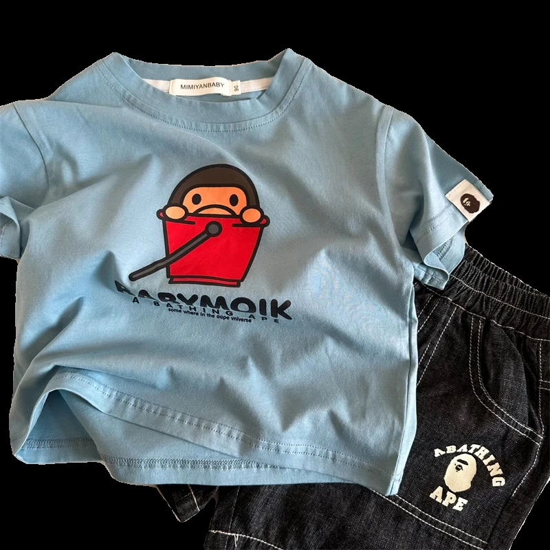 2024 Summer Hot Sale Children Cartoon Pure Cotton T-shirt Fashion Printing Boys T Shirt Girls Tops Tees Cartoon Kids Clothes