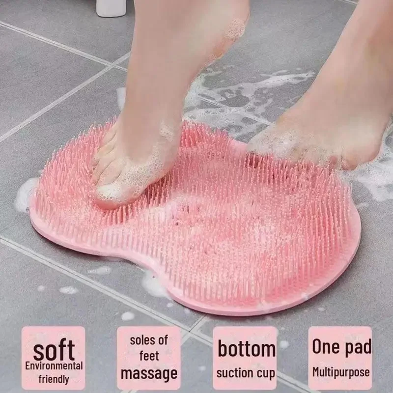 1/2/4pcs Silicone Brush For Bathroom Foot Scrubber Shower Back Scraper Cleaning Brush Exfoliate Foot Massage Wash Non-Slip Bath