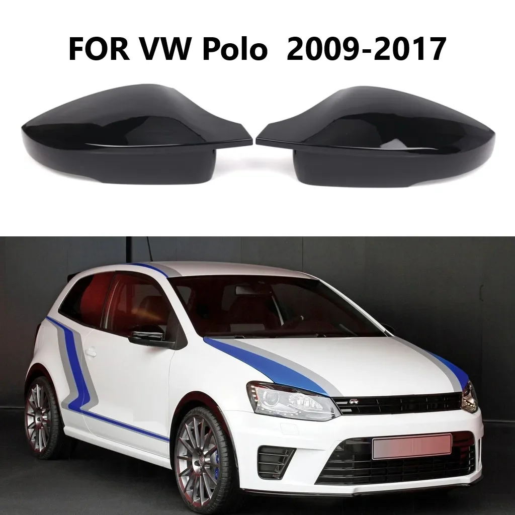 

2 шт. глянцевый черный стиль M, боковое крыло автомобиля, крышки зеркал заднего вида для VW Polo 2009-2017 для UP 2016-2021 6R0857537B 6R0857538B