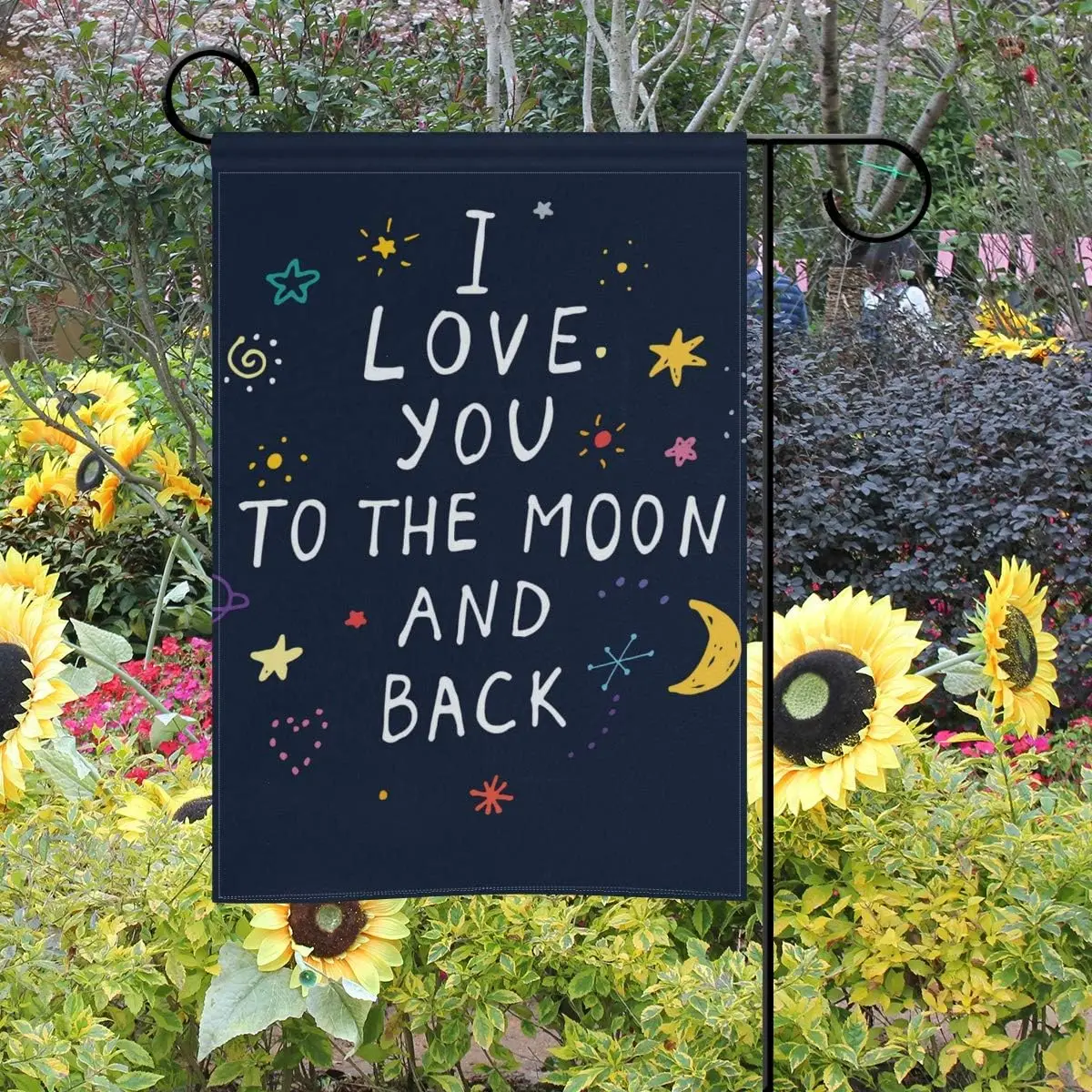 ALAZA I Love You to The Moon and Back Decorative Garden Flag 12 x 18 inch Double Sided Yard Flag