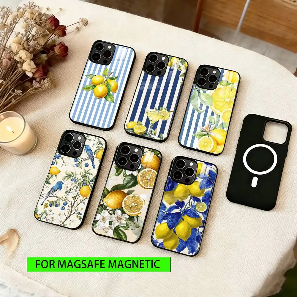 

Minimalist Lemon Phone Case For iPhone17,16,15,14,13,12,11 Plus,Pro Magnetic For Magsafe Wireless Charging