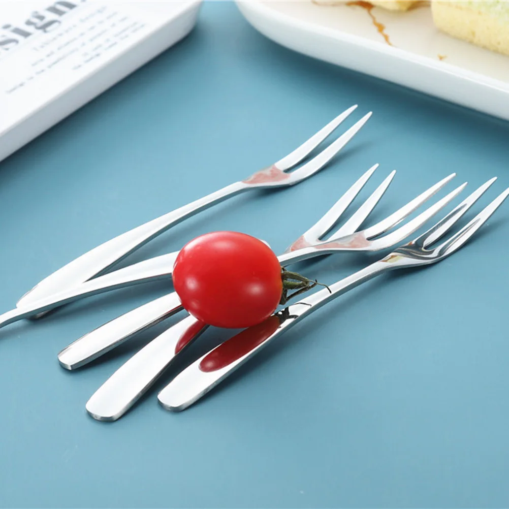 

5Pcs Stainless Steel Fruit Fork Reusable Cake Fork for Snacks Fruit Picks Party Wedding Use Lunchbox Picks