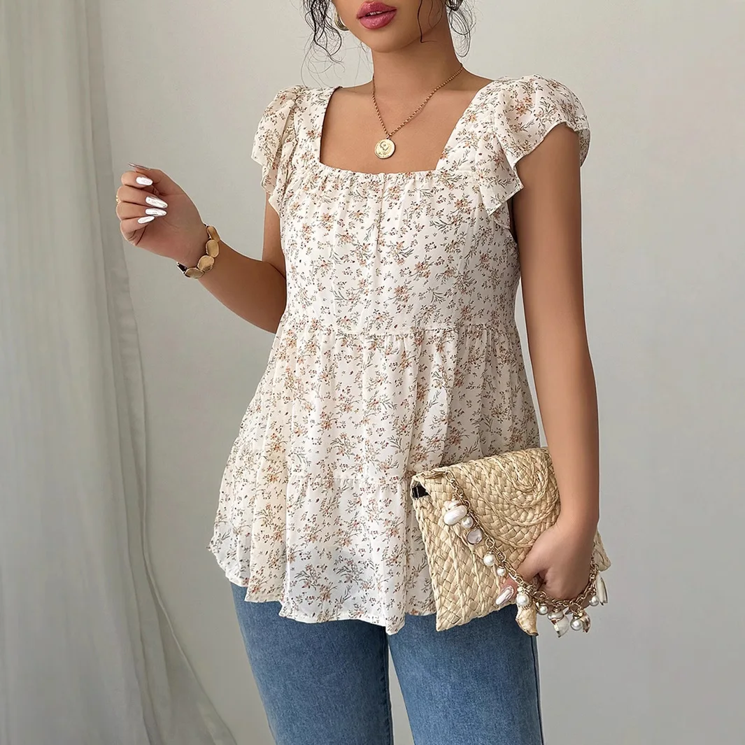 Vacation Casual Style Floral Print Waist-cinching High-end Women's Top 2026 Spring/summer Evening Dresses Clothes Vestidos Femme