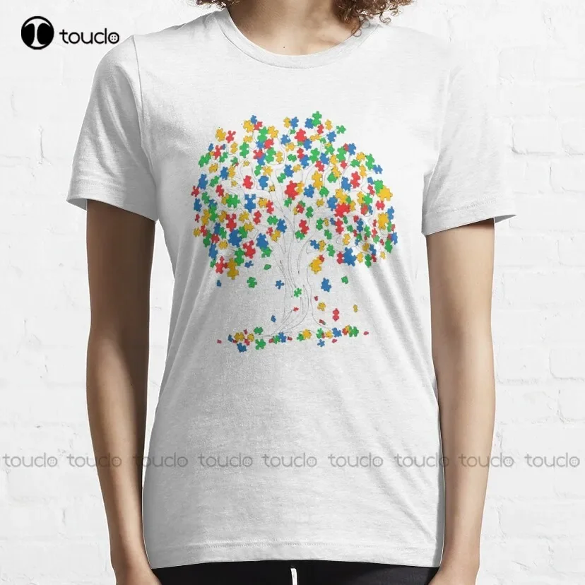 Autism Support, In April We Wear Blue, Autism Awareness Classic T-Shirt Womens Polo Shirts Tee T Shirts Breathable Cotton Retro
