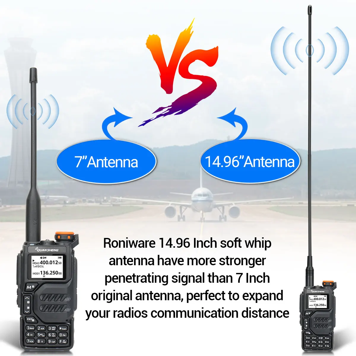 Antena extensible VHF 108-136MHz – Compatible Baofeng Quansheng - imagen 4