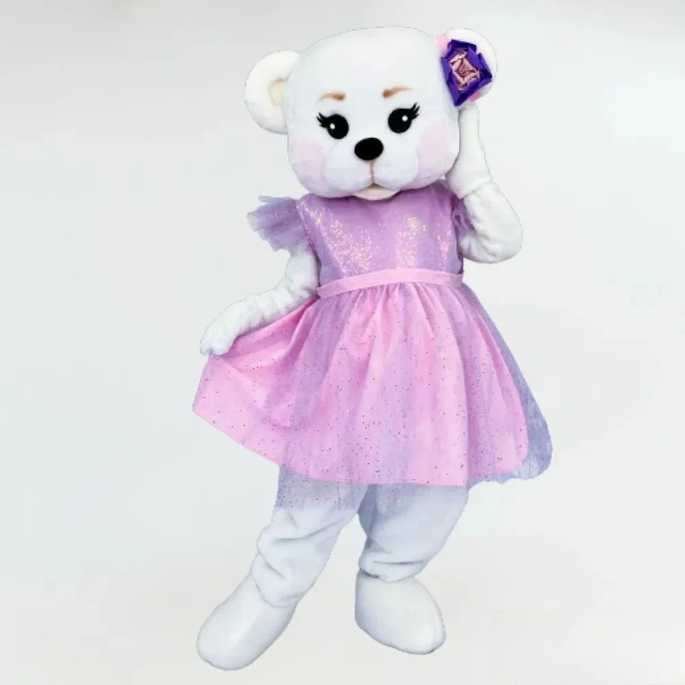 

Розовое платье, костюм талисмана с белым кроликом и зайцем, плюшевый мишка, мультяшная кошка, прогулочная кукла, одежда на Хэллоуин, Рождество, карнавал, вечерние костюмы