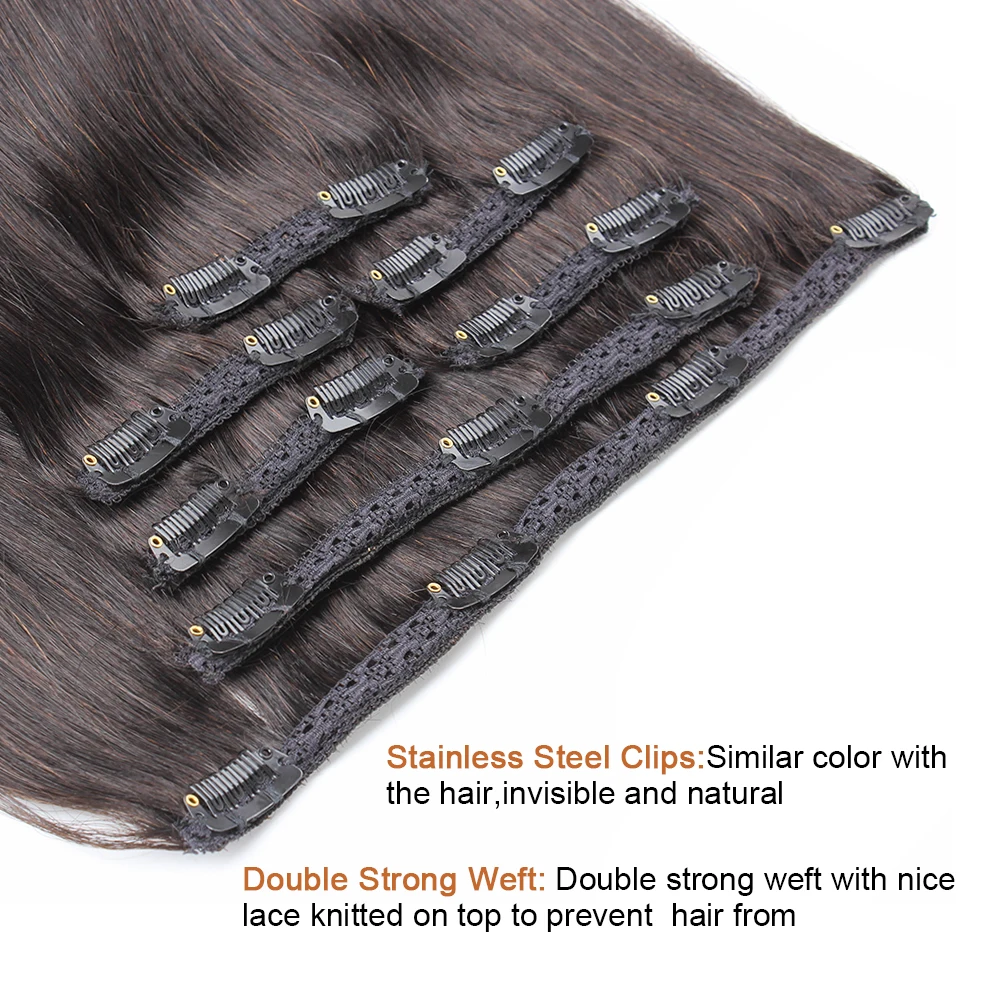 Straight Body Wave Clip In Human Hair Extensions 100g/Set Clip In 7 Pcs Full Head Indian Remy Hair For Women Natural Color