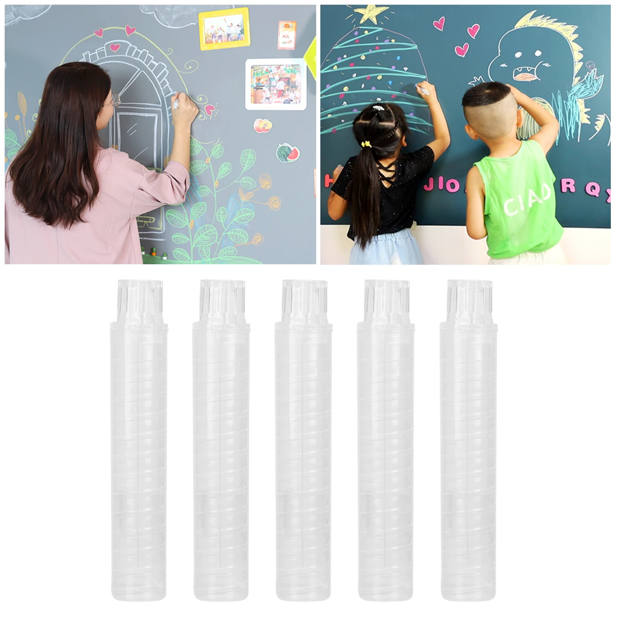 

10pcs Plastic Chalk Holder Transparent Design Waterproof Cover Keep Hands Clean Safe Use Gift